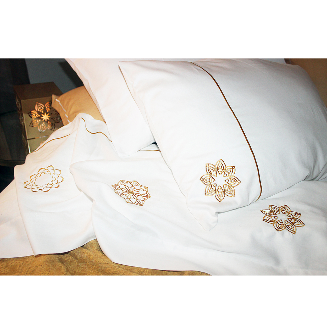 Golden Embroidered Bed Set